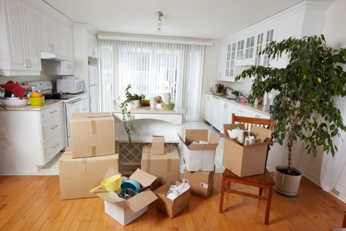 Boxes and packed belongings ready for a local move