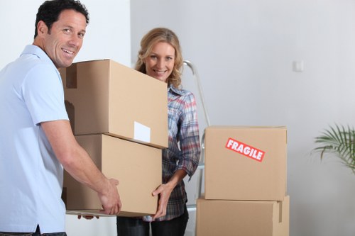 Local packing team organising boxes for a move in Uxbridge